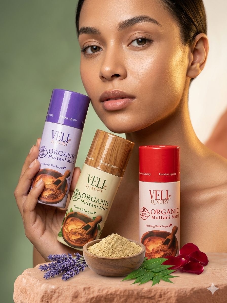 VELI Multani Mitti Combo (Neem, Rose, Lavender) | Clear, Glow & Calm